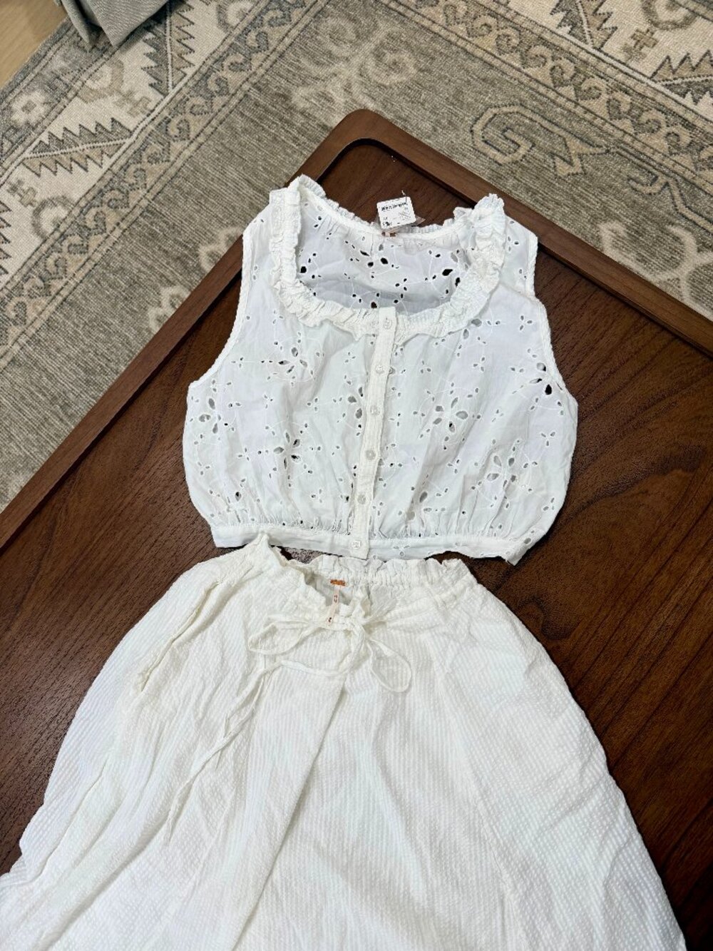 NWT Free People Skirt Set with Eyelet Blouse